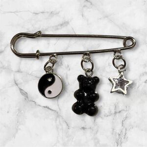 Yin Yang, Gummy Bear, and Star Charm Pin